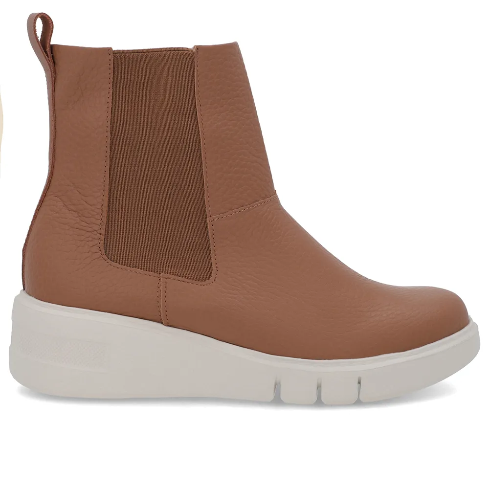 Bottines en cuir marron avec élastique latéral
