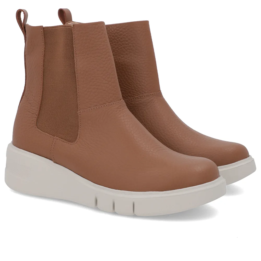 Bottines en cuir marron avec élastique latéral