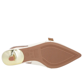 Slingback Branco Marfim Tira Calcanhar Couro