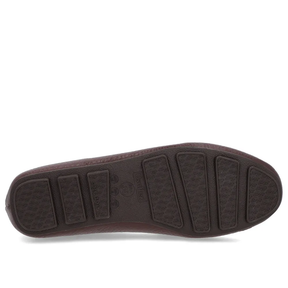 Mocassin marron texturé en cuir à bride