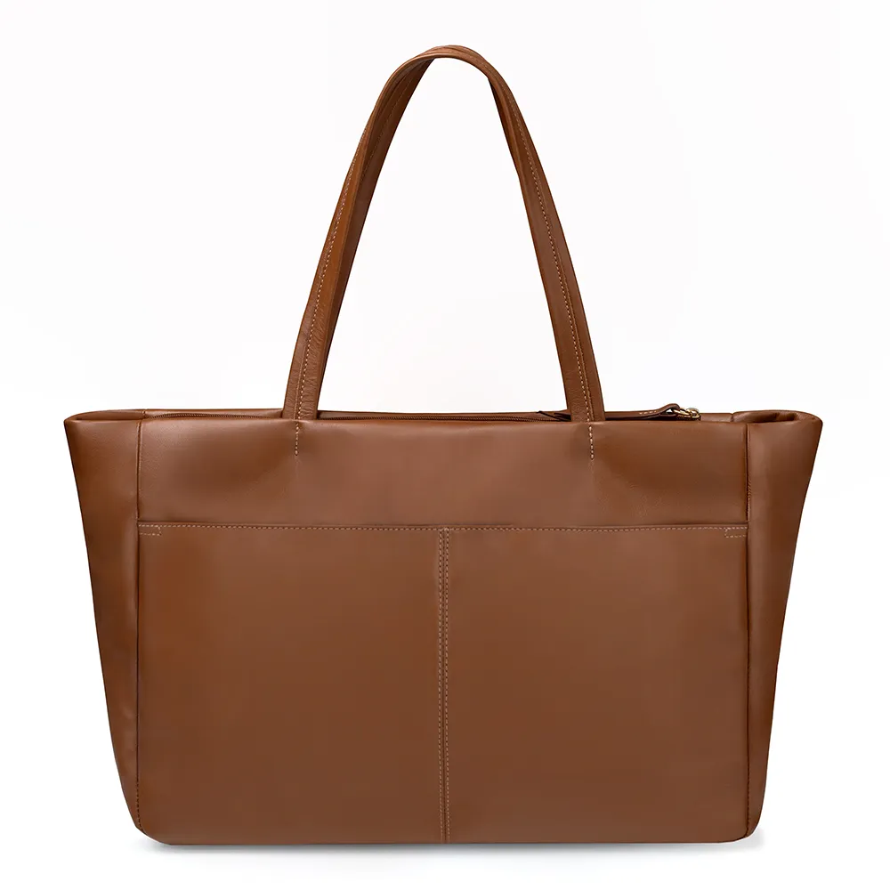 Sac cabas confortable en cuir marron