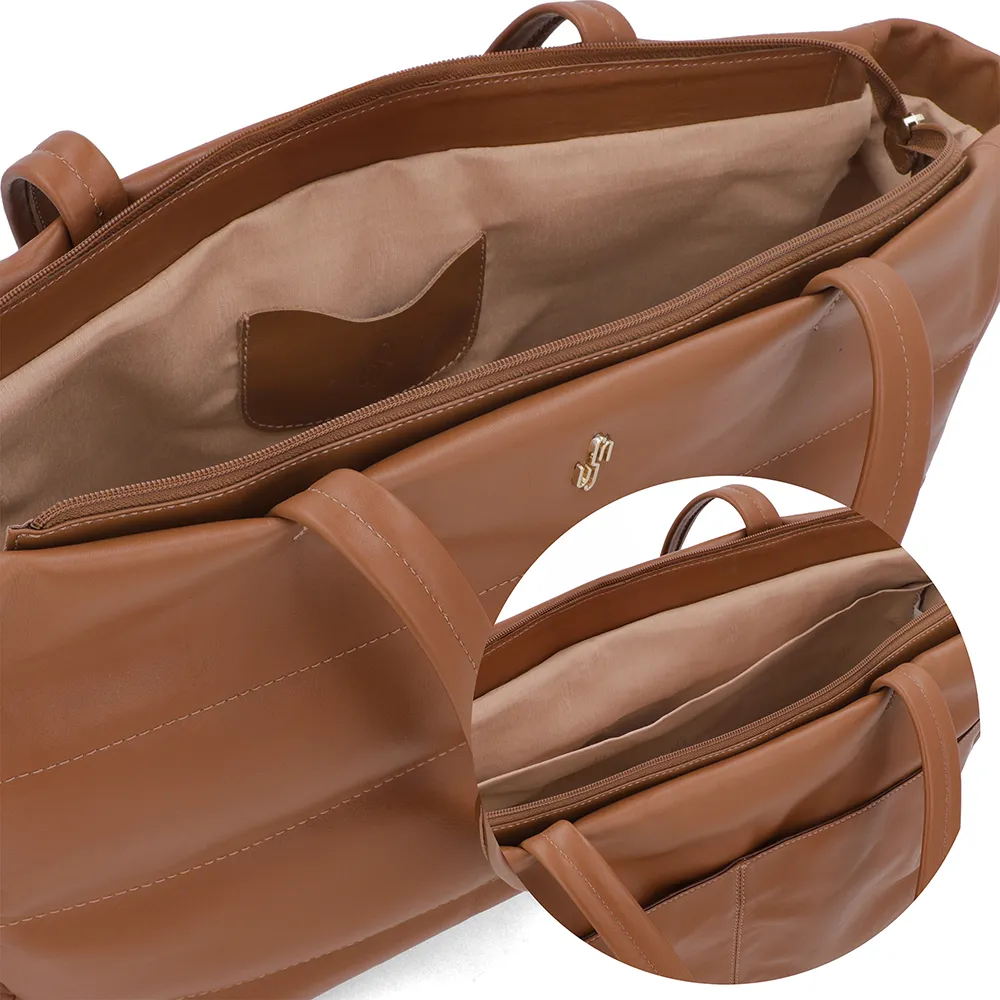 Sac cabas confortable en cuir marron
