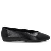 Ballerines rondes découpées en cuir verni noir