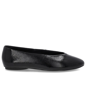 Ballerines rondes découpées en cuir verni noir