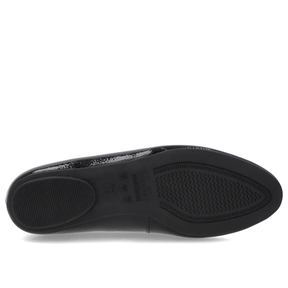 Ballerines rondes découpées en cuir verni noir