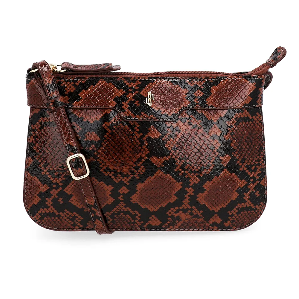 Sac bandoulière en cuir imprimé animal serpent