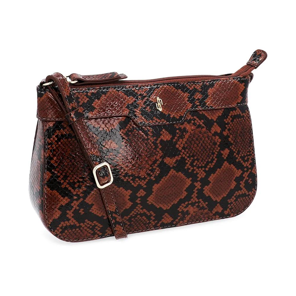 Sac bandoulière en cuir imprimé animal serpent