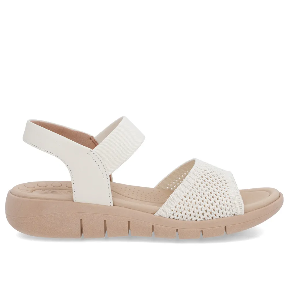 Sandale en tricot blanc ivoire avec bride élastique