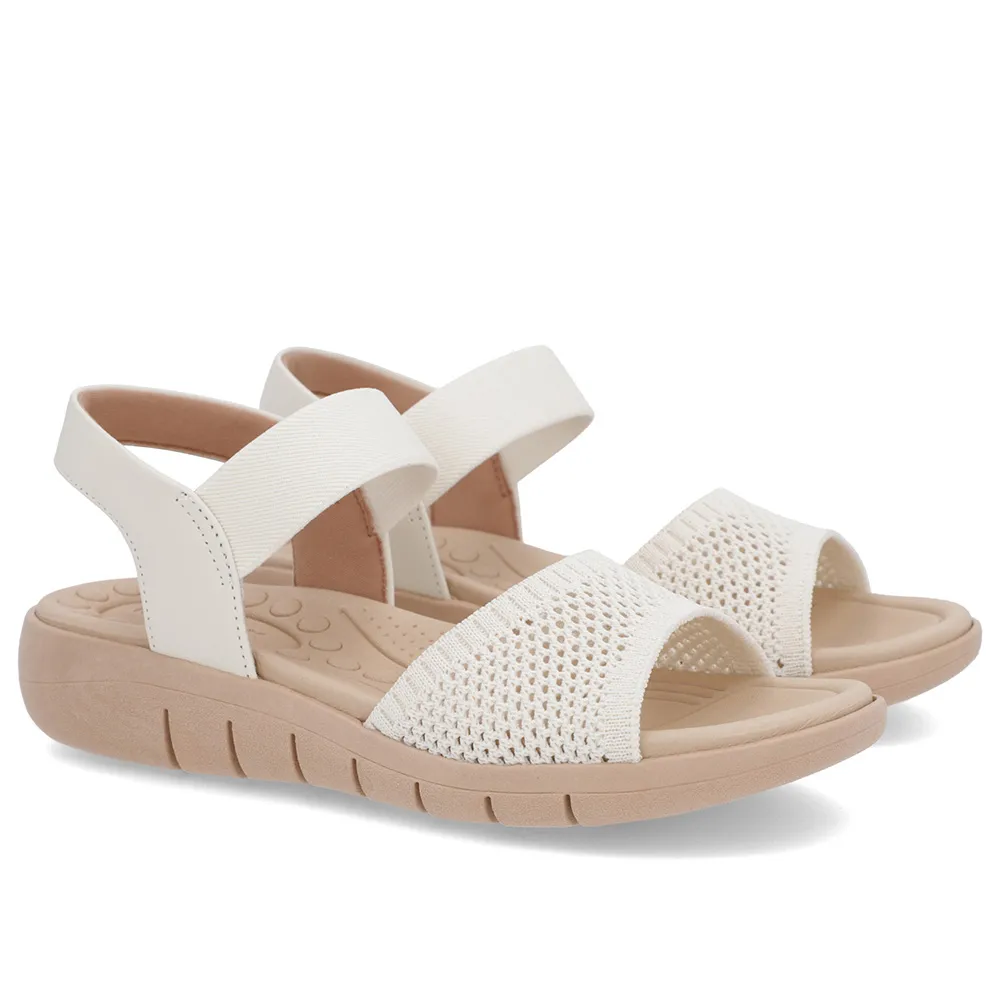 Sandale en tricot blanc ivoire avec bride élastique