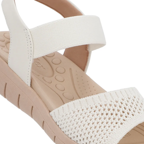 Sandale en tricot blanc ivoire avec bride élastique