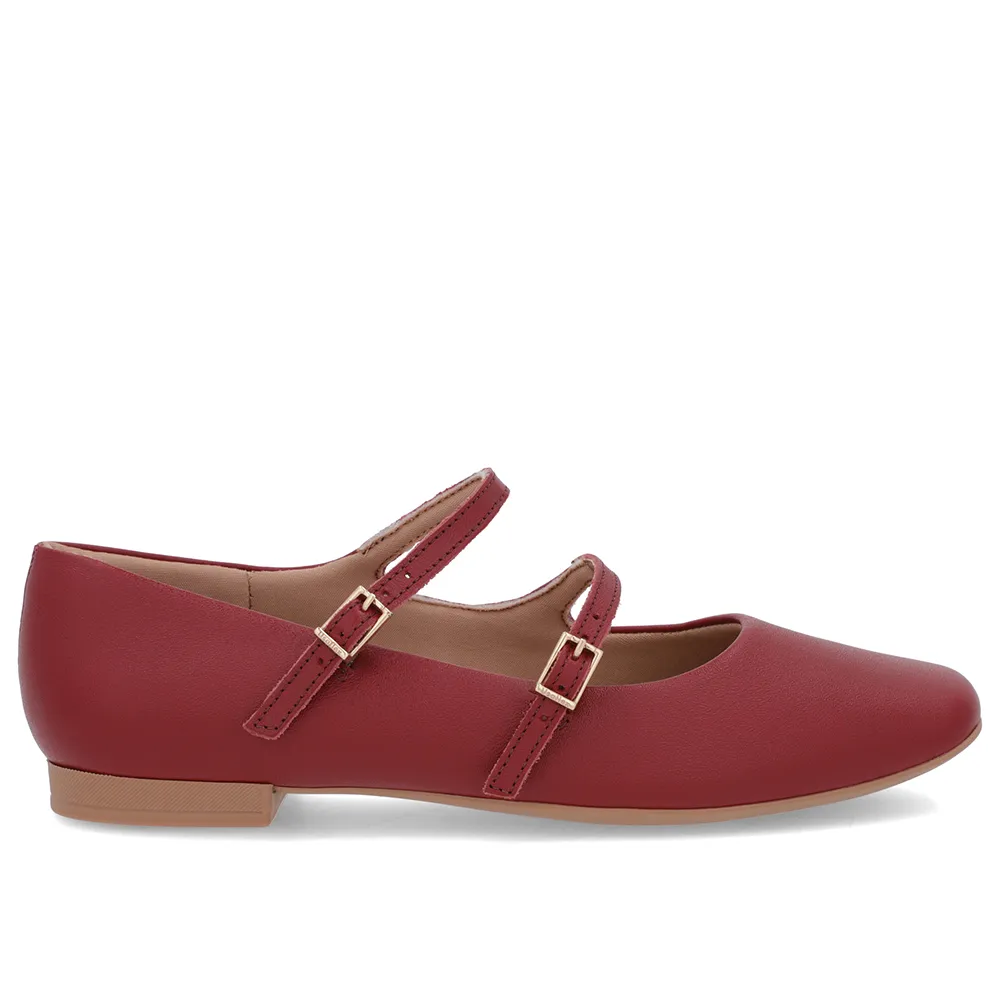 Baskets en cuir rouge avec sangles et boucles