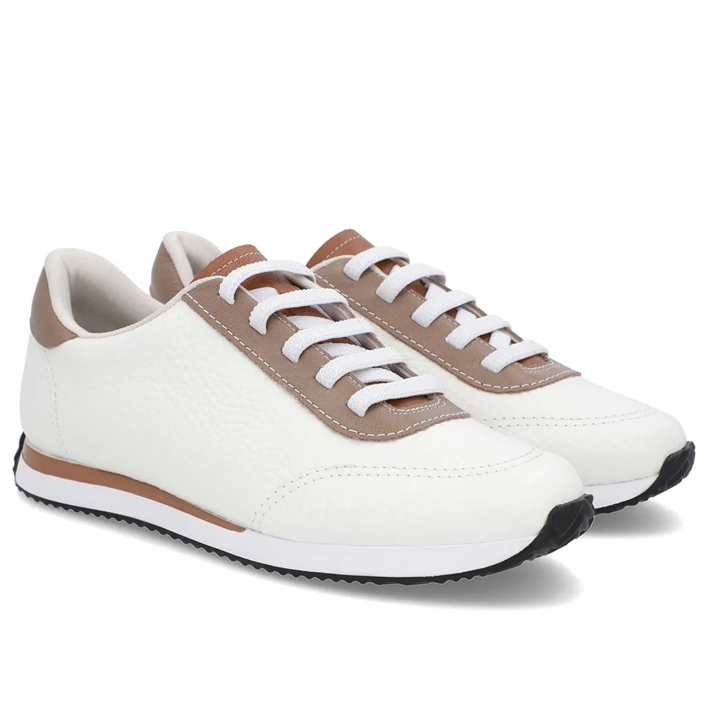 Baskets en cuir blanc à lacets élastiques