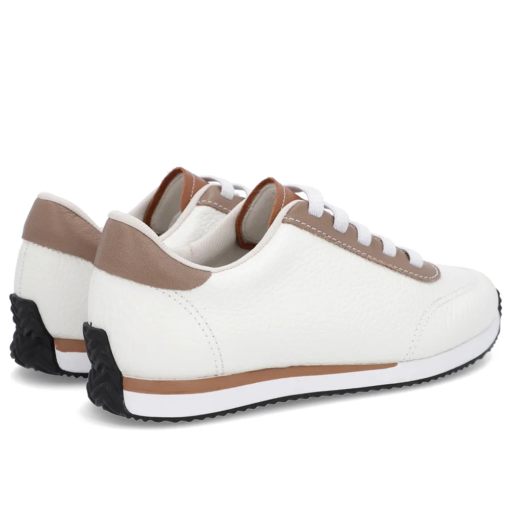 Baskets en cuir blanc à lacets élastiques