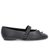 Ballerines en cuir noir avec bride élastique à rivets