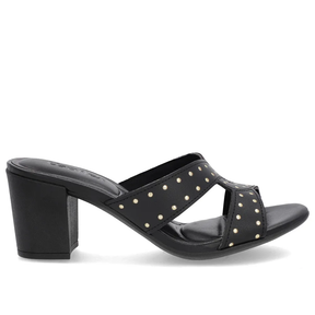Sabot bloc à rivets en cuir noir