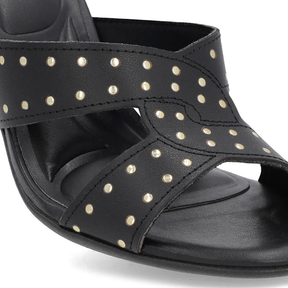 Sabot bloc à rivets en cuir noir