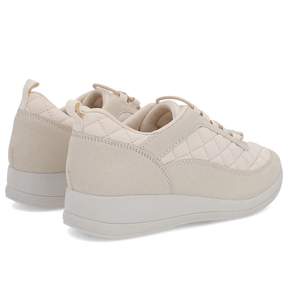 Baskets en tissu beige à lacets matelassés