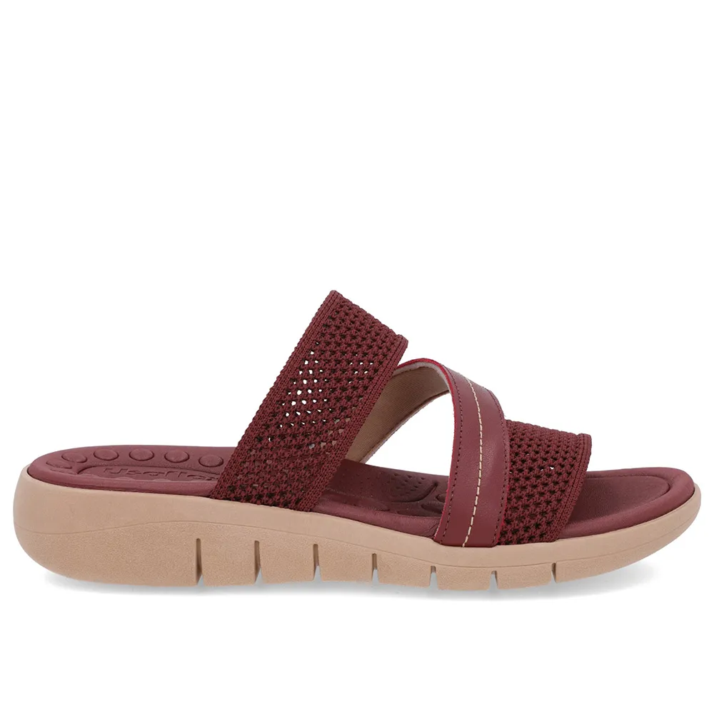 Sabot plat en tricot rouge