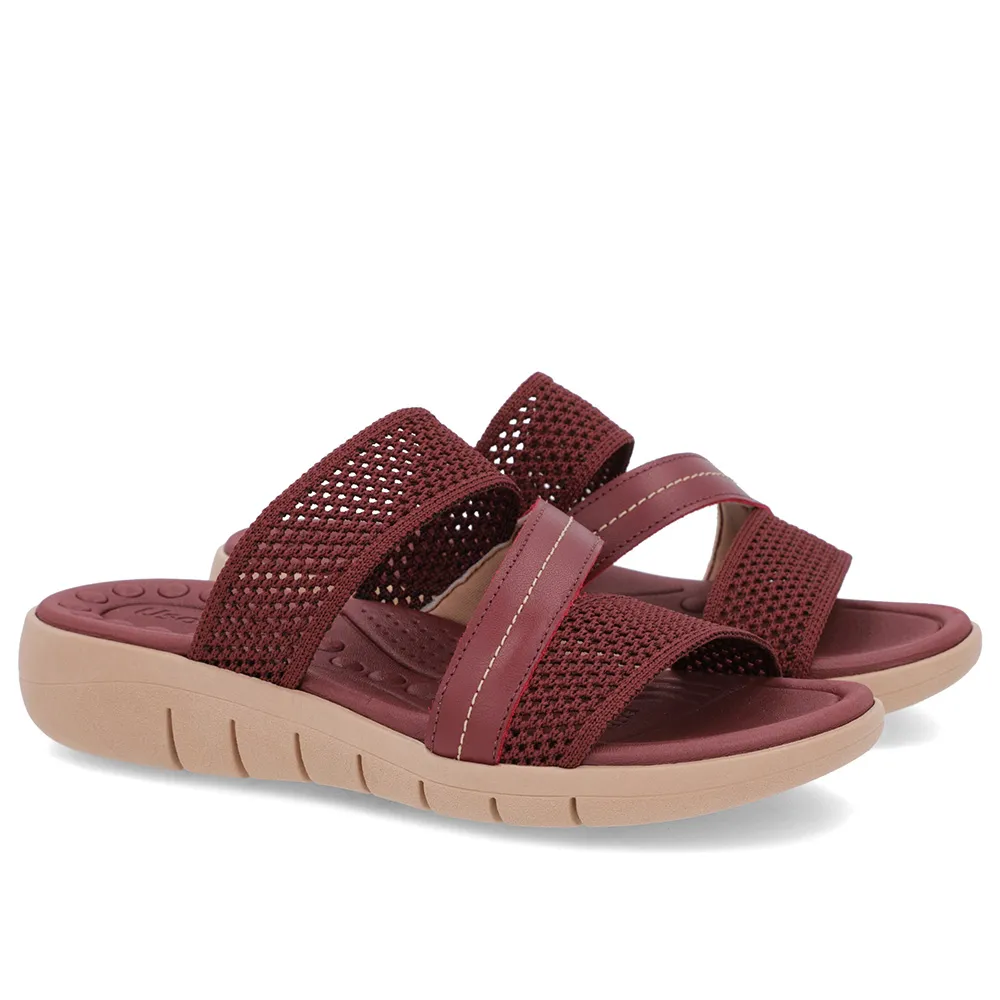 Sabot plat en tricot rouge