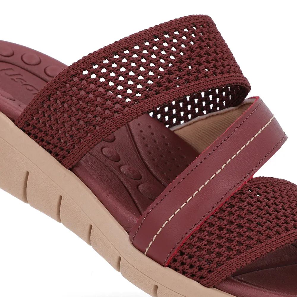 Sabot plat en tricot rouge