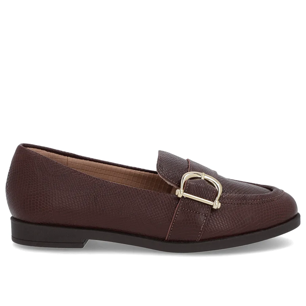 Mocassin en cuir marron avec texture bride