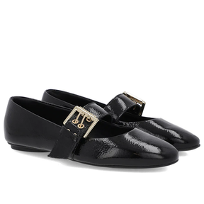 Escarpins en cuir verni noir avec bride à boucle