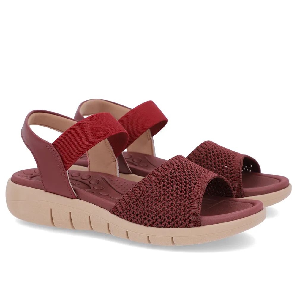 Sandale en tricot rouge avec bride élastique