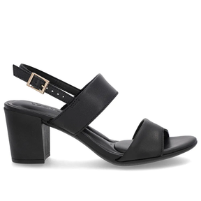 Sandale en cuir noir à brides et talons carrés