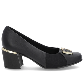 Escarpins en cuir noir avec détails en tissu
