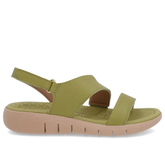 Sandale en cuir vert avec bride à fermoir flexible