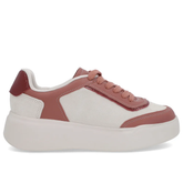 Baskets à lacets en daim rose à semelle haute