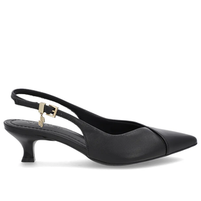 Bride arrière noire à talon texturé en cuir