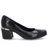 Escarpins à bout carré en cuir verni noir avec talon