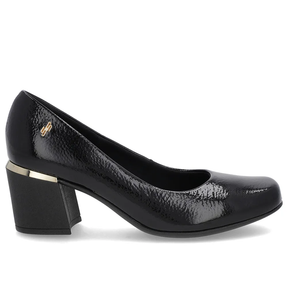 Escarpins à bout carré en cuir verni noir avec talon