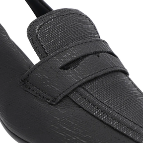 Bride arrière noire à talon texturé en cuir