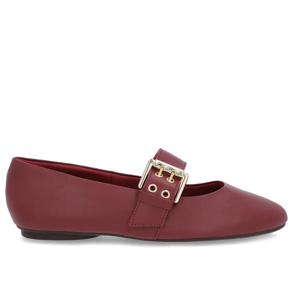 Baskets en cuir rouge avec boucle