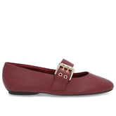 Baskets en cuir rouge avec boucle