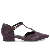 Escarpins en cuir violet à talon carré fermé