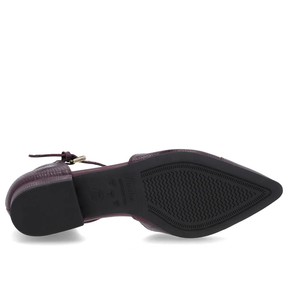 Escarpins en cuir violet à talon carré fermé