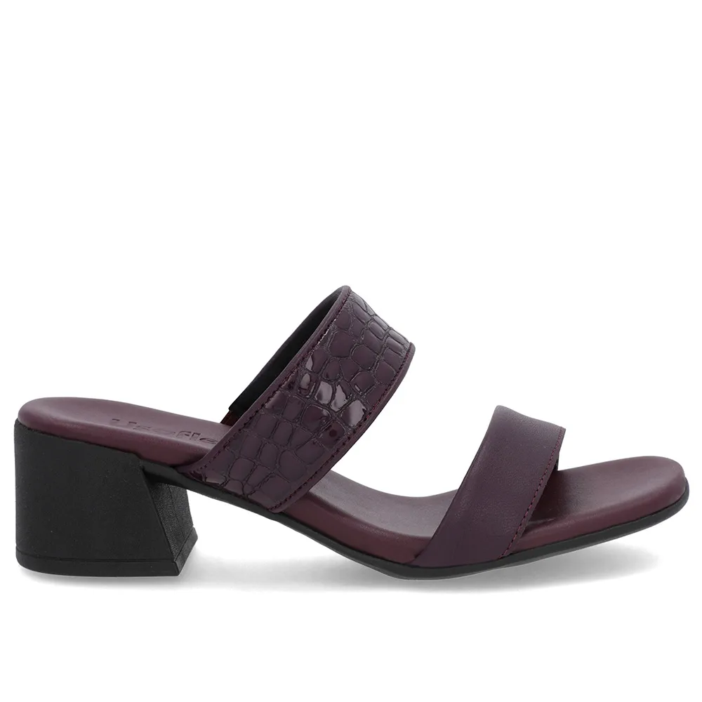 Sabot violet à talons blocs et brides