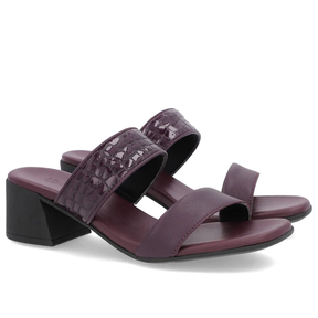 Sabot violet à talons blocs et brides