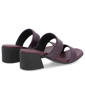 Sabot violet à talons blocs et brides