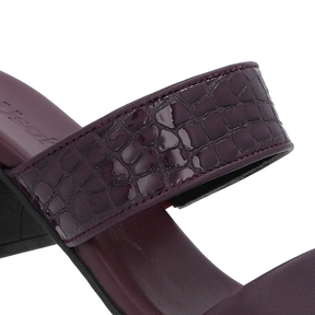 Sabot violet à talons blocs et brides