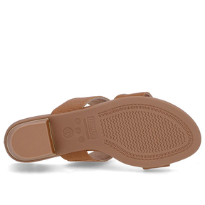 Sabot en cuir marron à brides texturées