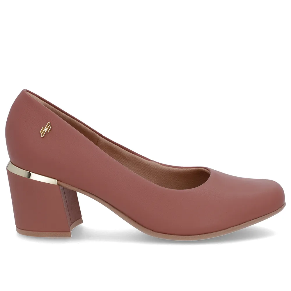 Escarpins en cuir rose à bout carré et talon