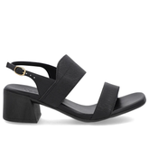 Sandale en cuir noir avec talon bloc et bride