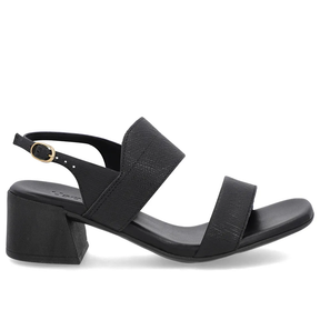 Sandale en cuir noir avec talon bloc et bride