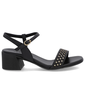 Sandale en cuir noir avec détail de rivet laser