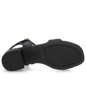 Sandale en cuir noir avec détail de rivet laser