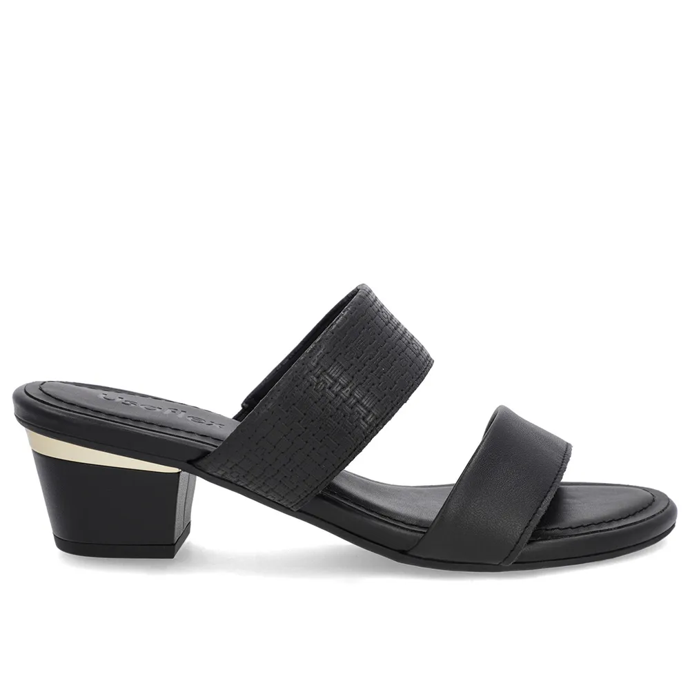 Sabots en cuir noir avec brides texturées